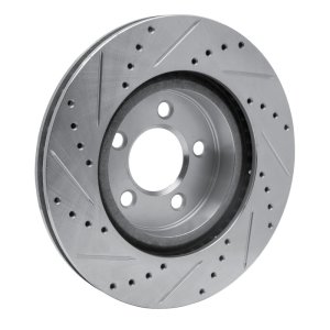 Chrysler 300 Brake Rotor (1) - Front Right - R1 Concepts - Drilled & Slotted - Silver - `05-`23